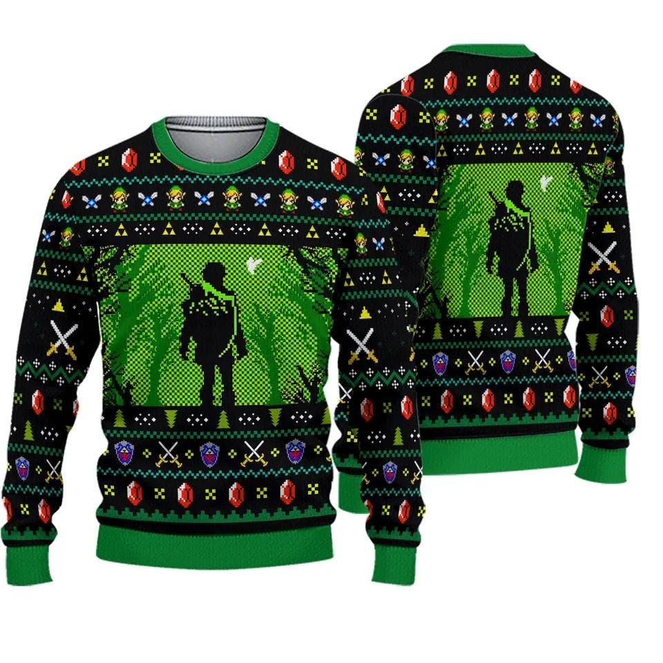 Link Legend Of Zelda Christmas Ugly Sweater, Video Game Characters Ugly Sweatshirts