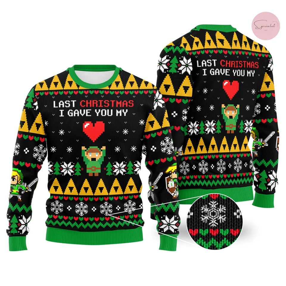 Link To My Heart Legend of Zelda Ugly Christmas Sweater, Legend Of Zelda