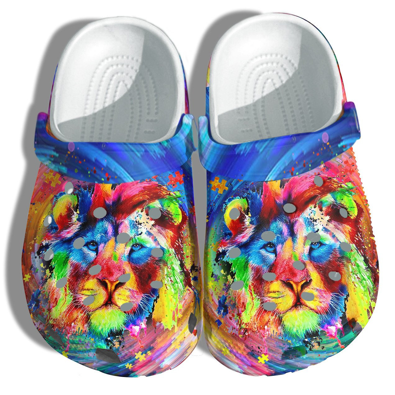 Lion Autism Dad Shoes - Autism Awareness Shoes Croc Clogs Gifts Son Father Day