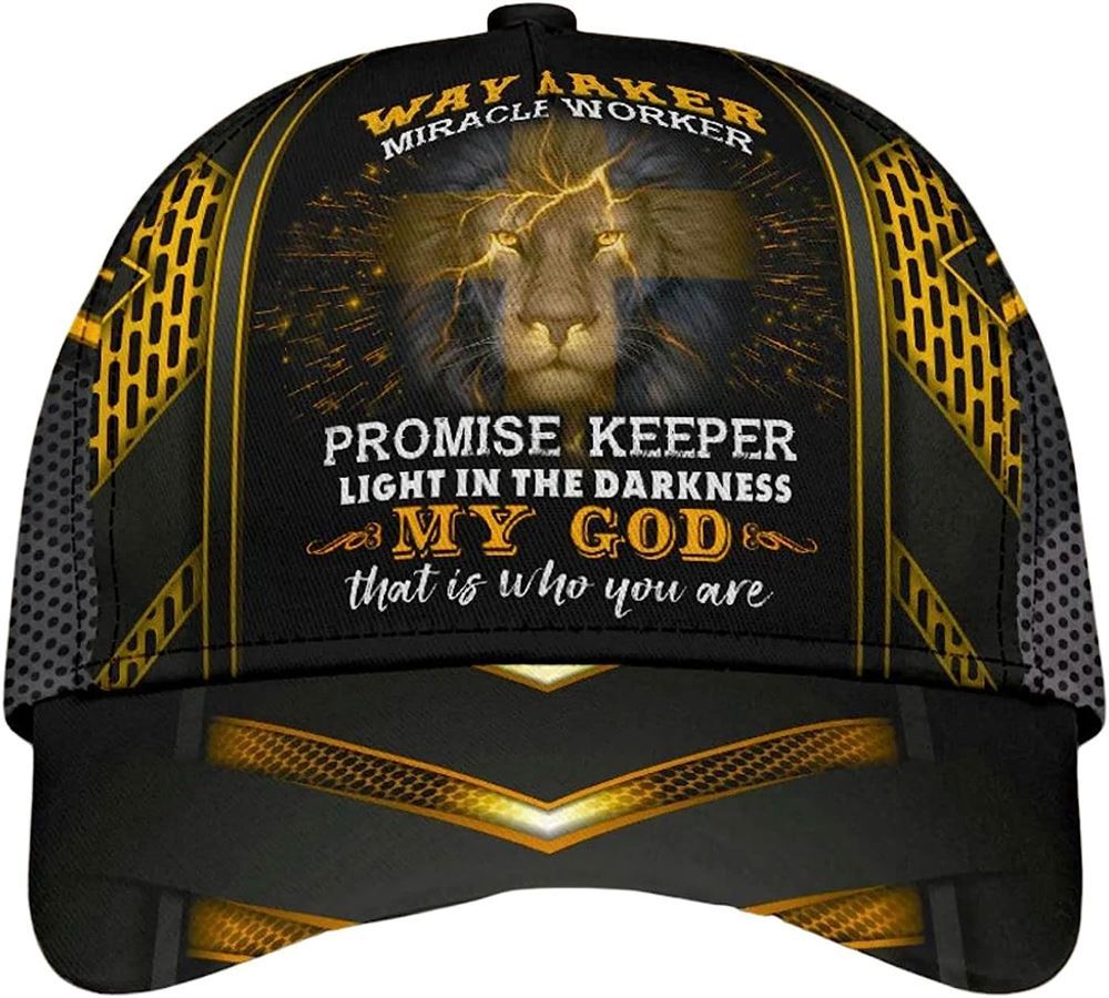 Lion Cross Way Maker, Miracle Worker, Promise Keeper Baseball Cap Hat  Trucker Hats Custom Hats Gifts For Men & Women