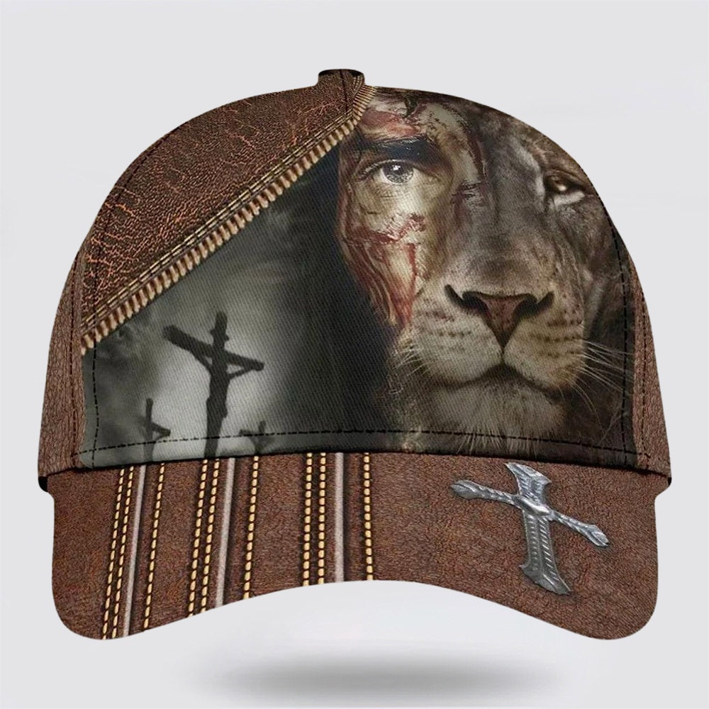 Lion Crucifixion Of Jesus Classic Hat All Over Print - Christian Hats for Men and Women Trucker Hats Custom Hats Gifts For Men & Women