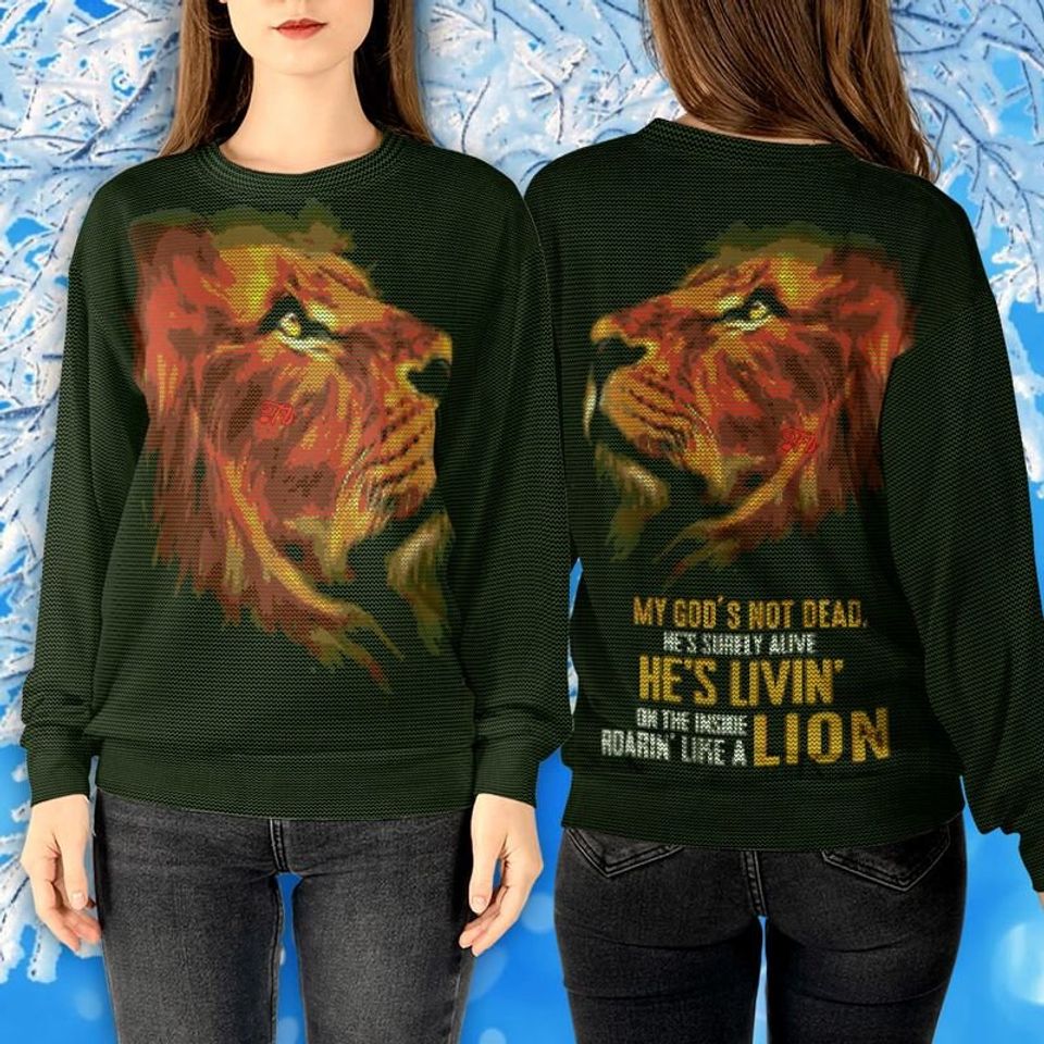 Lion, Jesus, Sweatshirt All Over, My God's Not Dead, Sweatshirt 3D