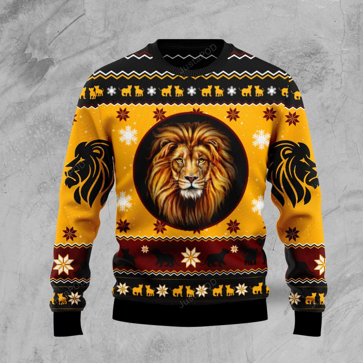 Lion Ugly Christmas Sweater Adult 3D Funny Matching for family