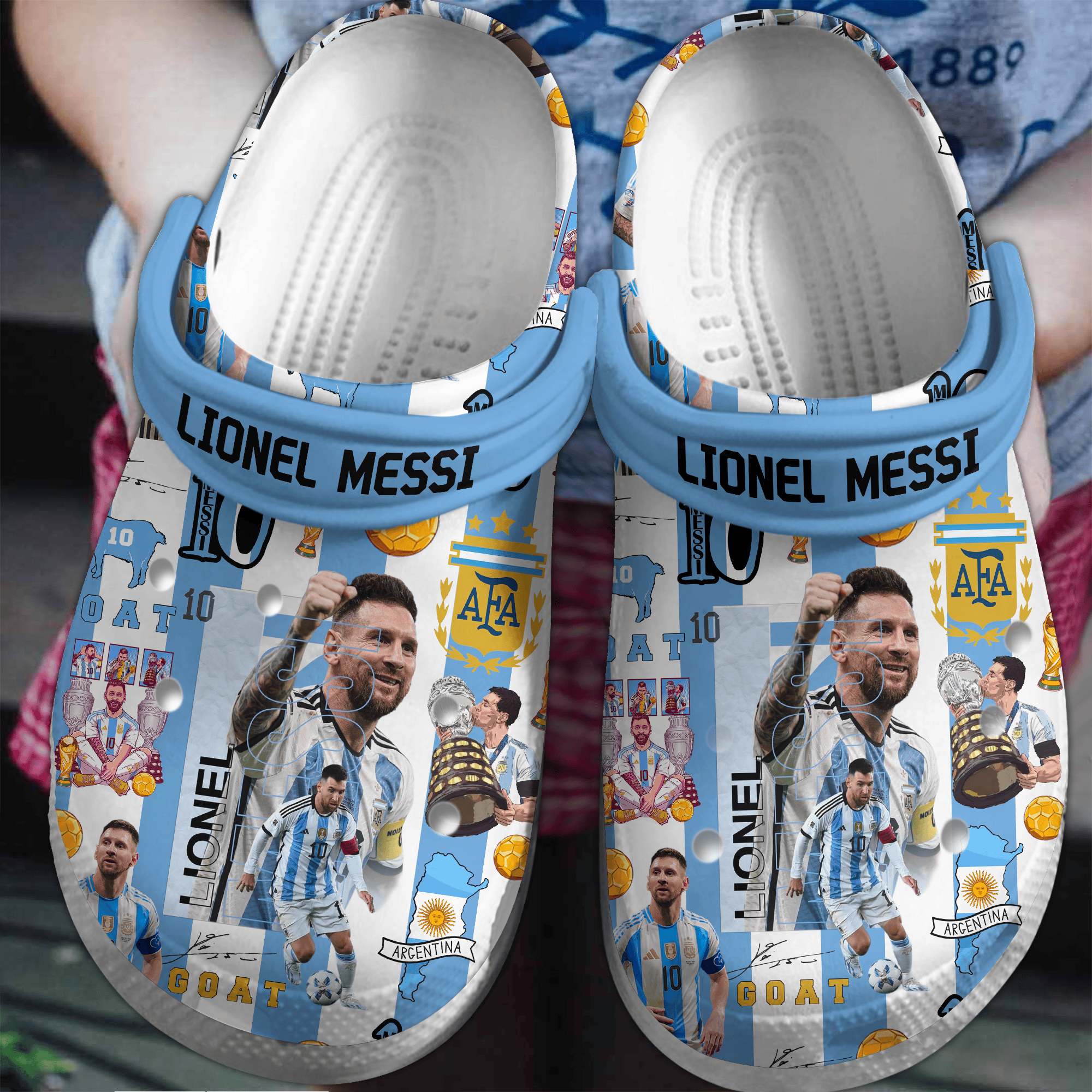 Lionel Messi Football Soccer Sport Crocs Crocband Clogs Shoes Comfortable For Men Women and Kids