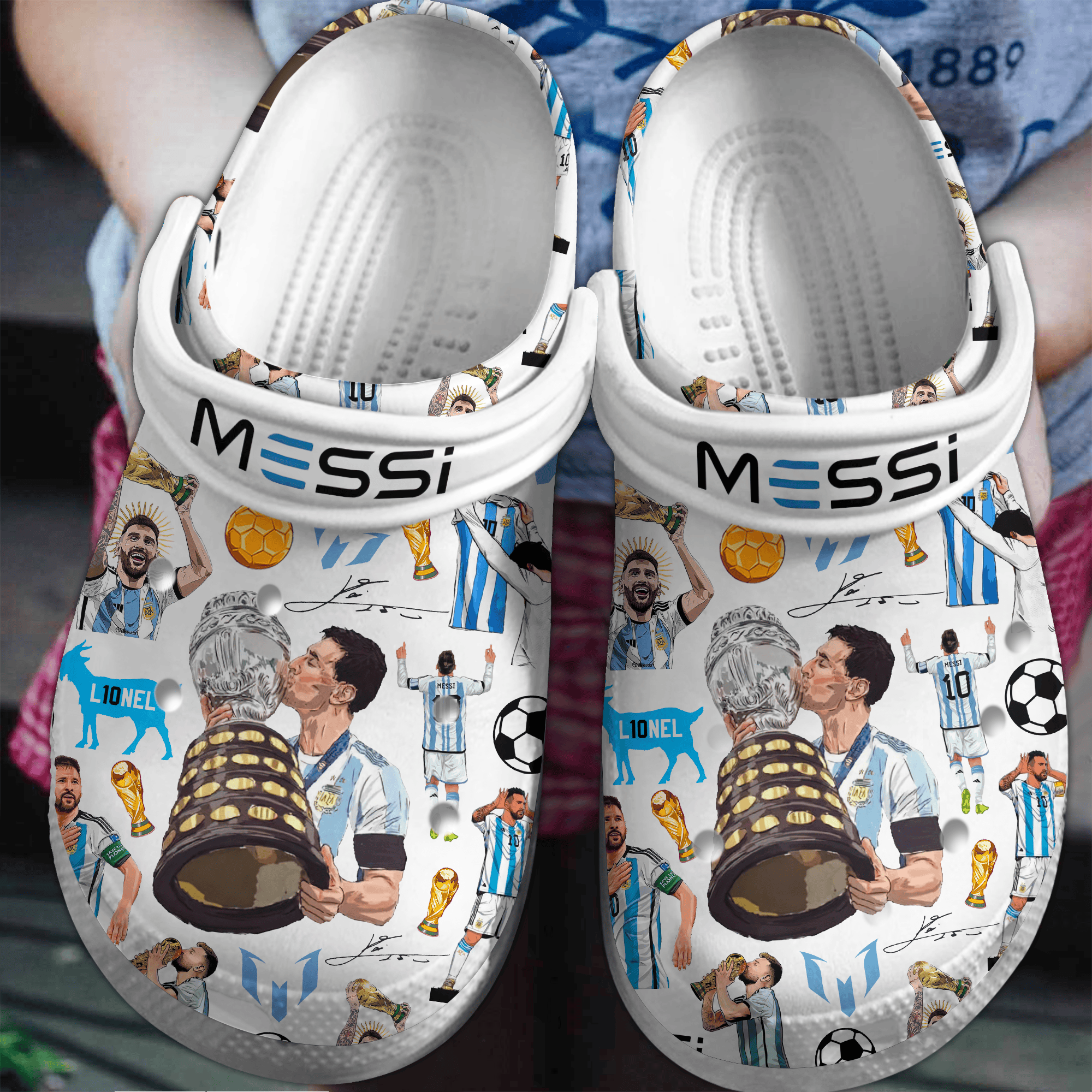 Lionel Messi Football Soccer Sport Crocs Crocband Clogs Shoes Comfortable For Men Women and Kids
