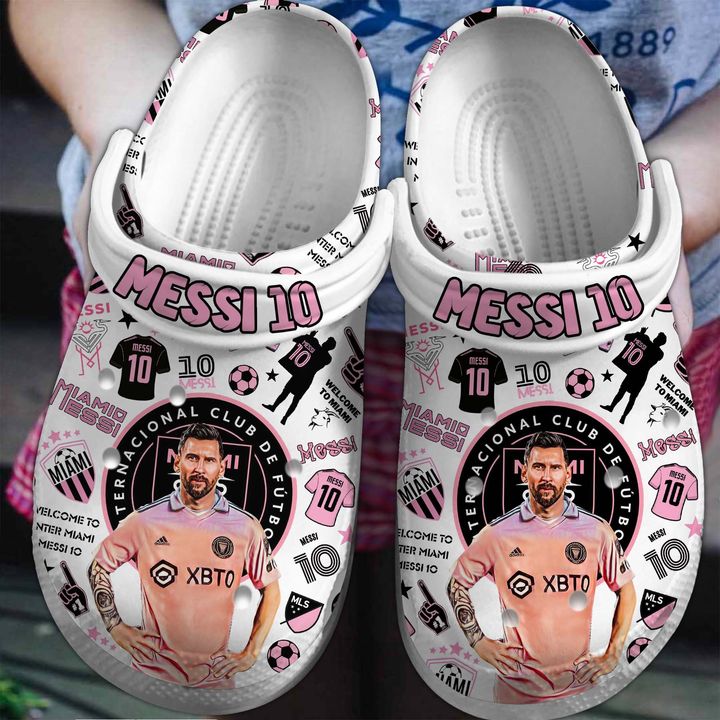 Lionel Messi Inter Miami Football Soccer Sport Crocs Crocband Clogs Shoes Comfortable For Men Women and Kids