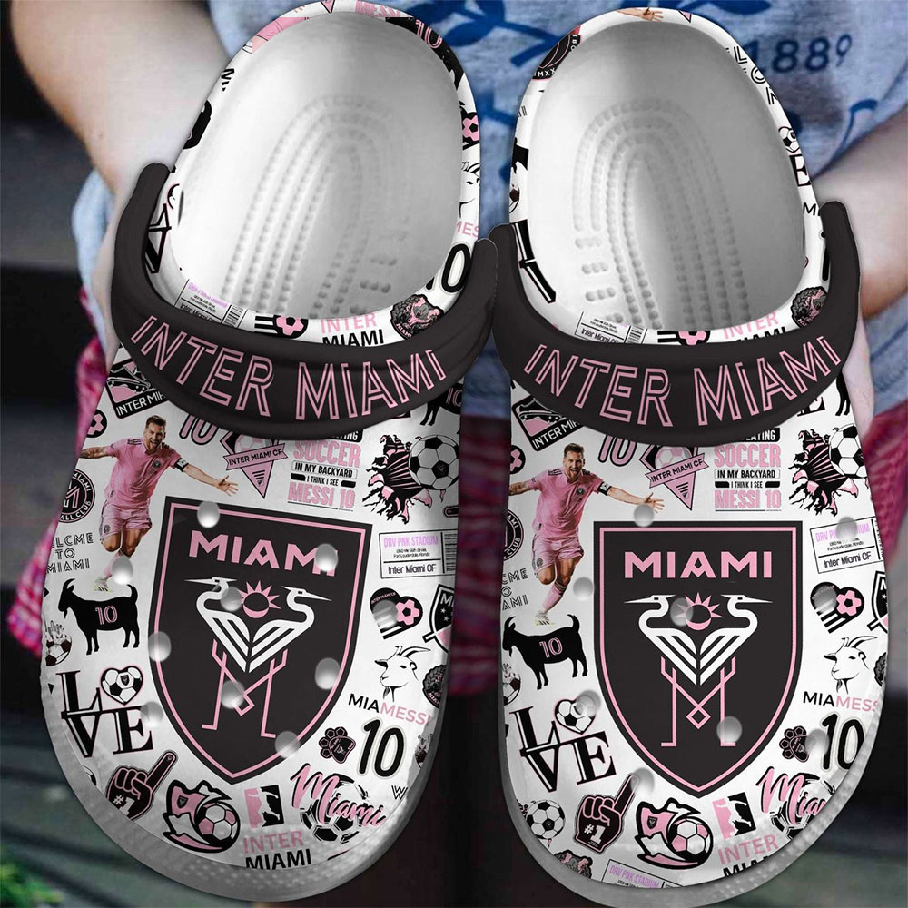 Lionel Messi Inter Miami Football Soccer Sport Crocs Crocband Clogs Shoes Comfortable For Men Women and Kids