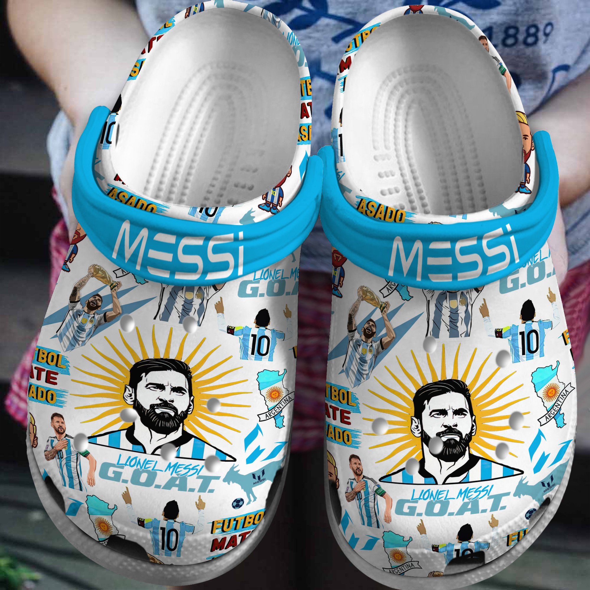 Lionel Messi Sport Crocs Crocband Clogs Shoes Comfortable For Men Women and Kids