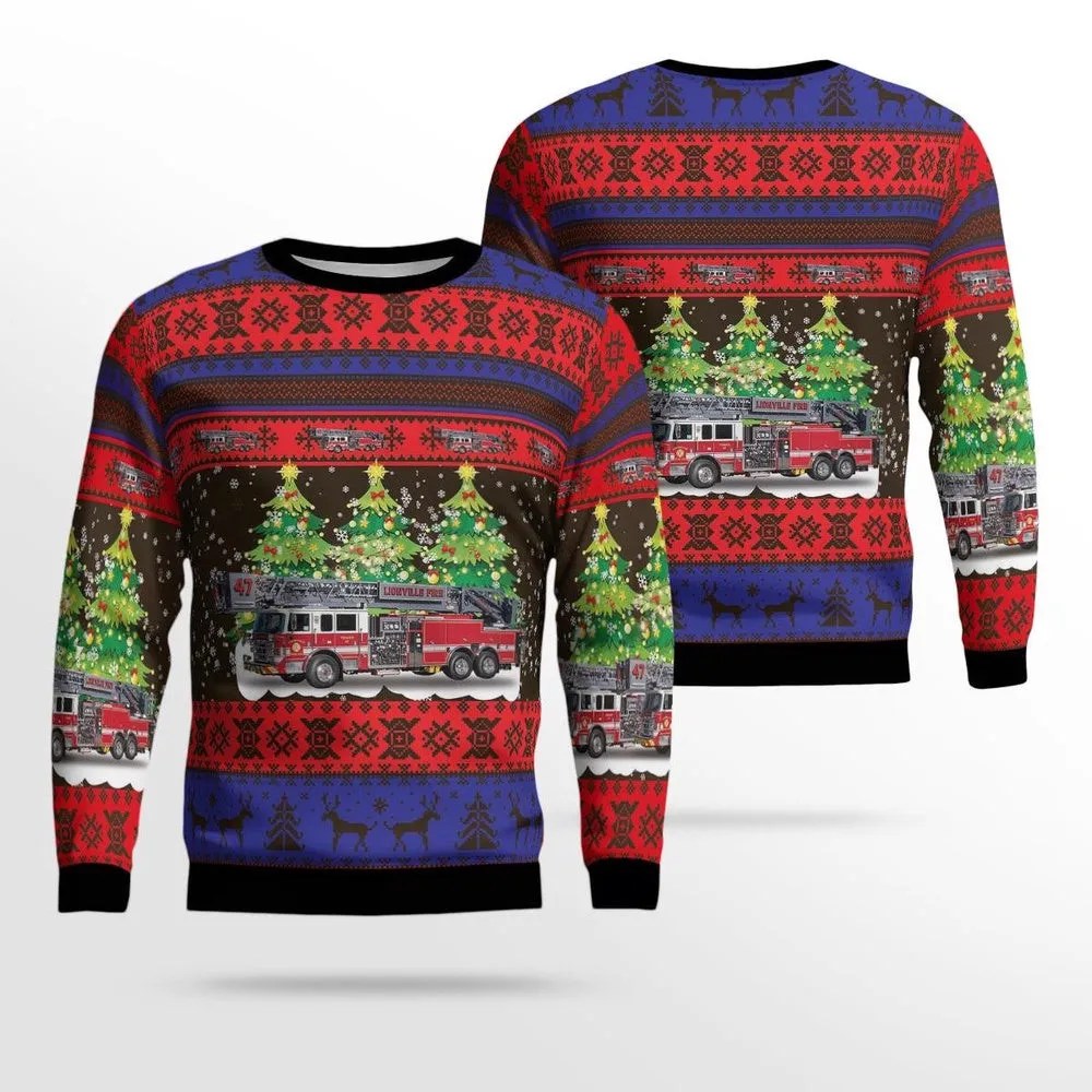 Lionville Pennsylvania Lionville Fire Company AOP Ugly Sweater Christmas Unisex Sweaters Gift For Christmas