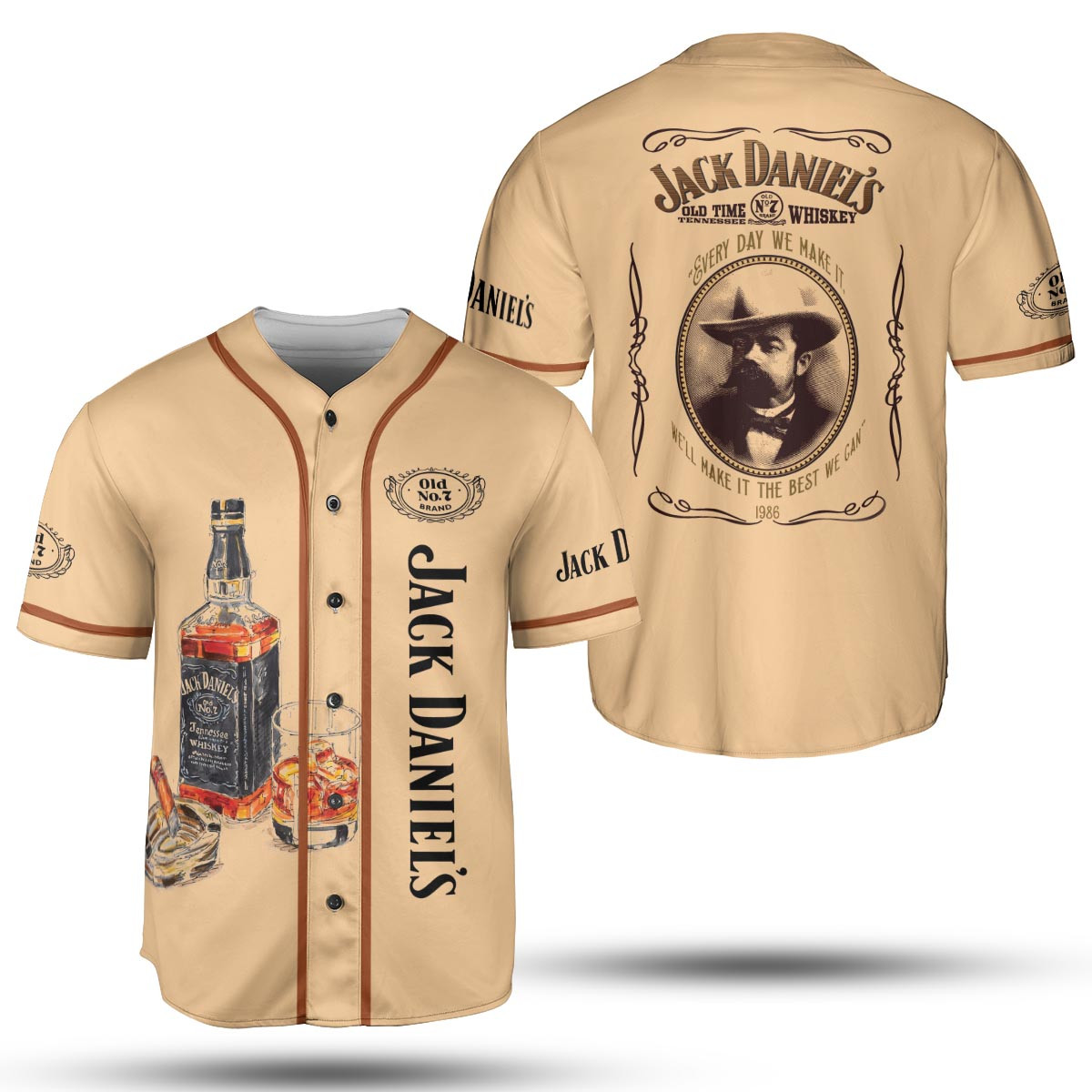 Liquor Baseball Jersey Collection, Jack Daniel's 3D Jersey, Alcoholic Drinkers Gift, Liquor Lovers Shirt