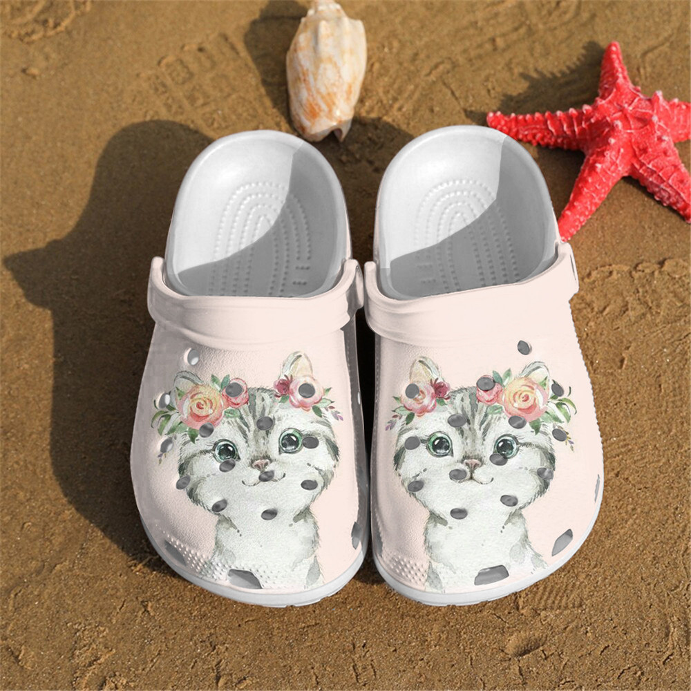 Little Cat Flowers For Men And Women Gift For Fan Classic Water Rubber clog Shoes Comfy Footwear