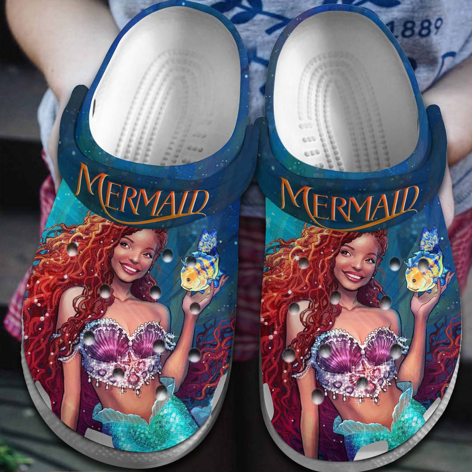 Little Mermaid Movie Cartoon Crocs Crocband Clogs Shoes Comfortable For Men Women and Kids