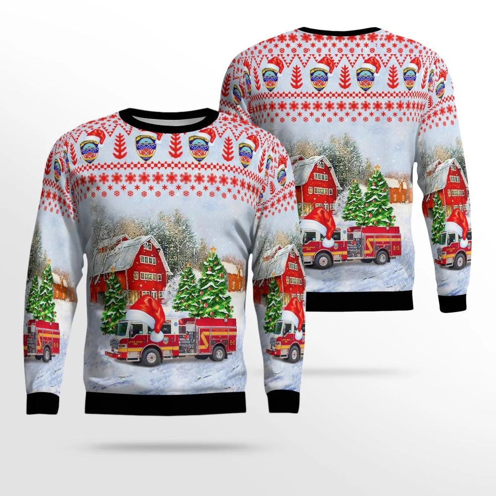 Little Rock Arkansas Little Rock Fire Department AOP Ugly Sweater Christmas Unisex Sweaters Gift For Christmas
