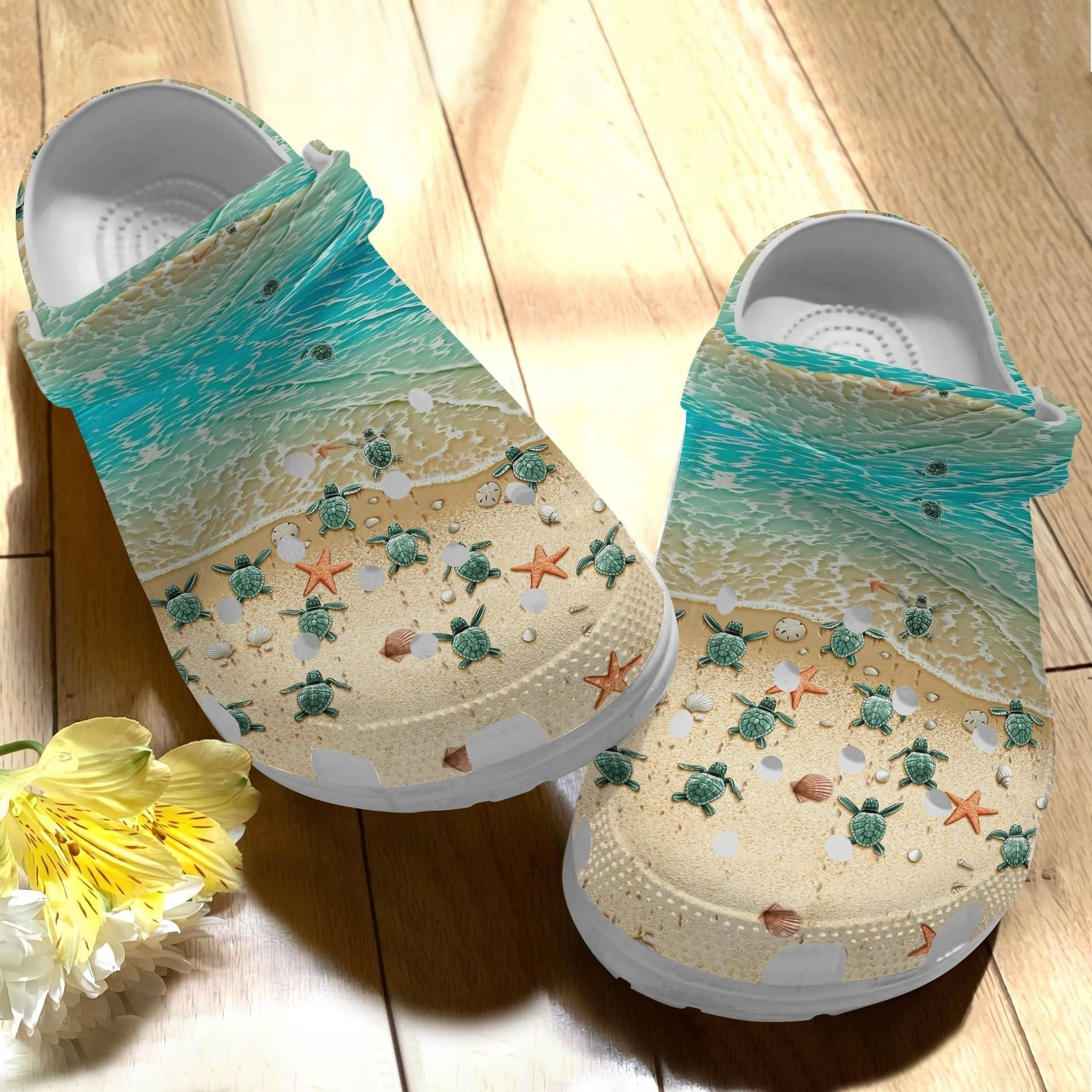 Little Turtle Sand Beach Shoes - Turtle Ocean Lover Clogs For Women Men - Little-Tt