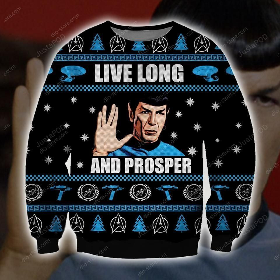 Live Long And Prosper Knitting Pattern 3D Print Ugly Christmas Sweater Adult 3D Funny Matching for family