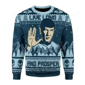 Live Long And Prosper Ugly Christmas Sweater Adult 3D Funny Matching for family