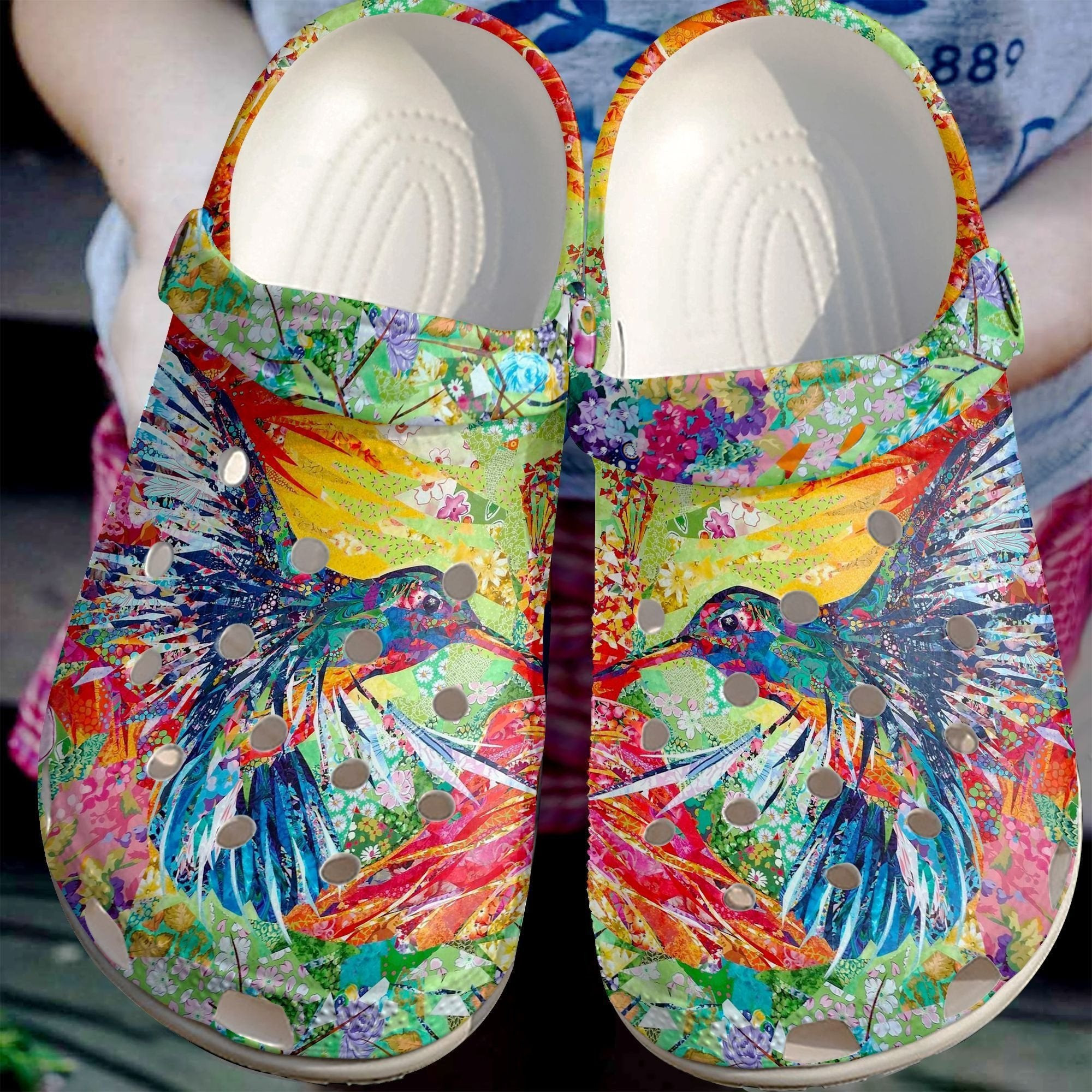 Lively Hummingbird Shoes - Colorful Bird clogs Gift For Mothers Day