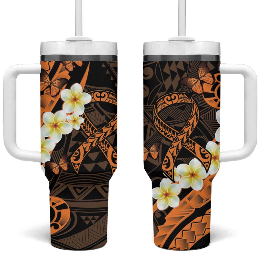 Liver Cancer Awareness Month Awareness Is Key Orange Polynesian Ribbon Custom Stanley Cup 40 oz 30 oz Tumbler With HandleTVC2301371