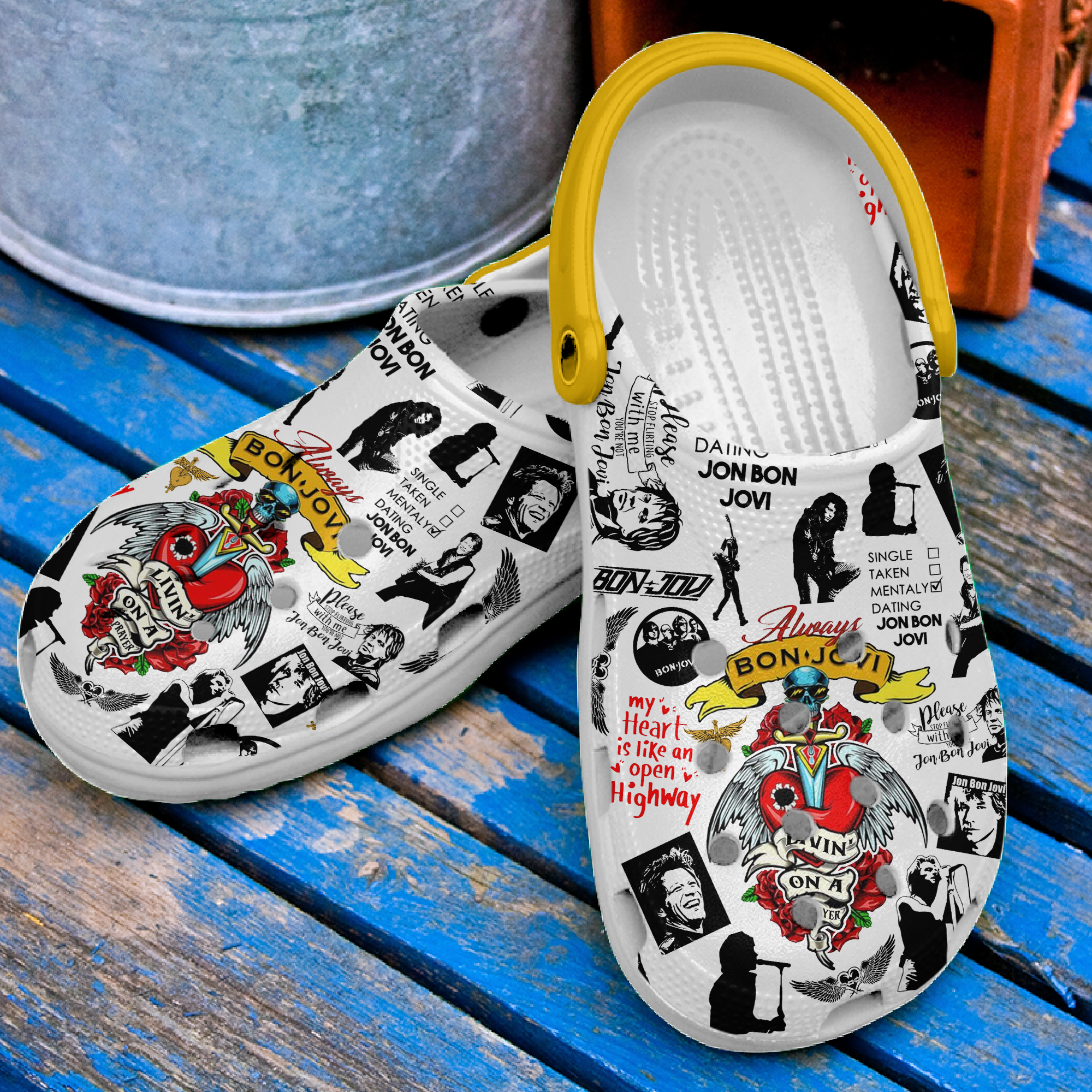 Livin’ on a Prayer Bon Jovi Music Crocs Crocband Clogs Shoes Comfortable For Men Women and Kids - Image 3