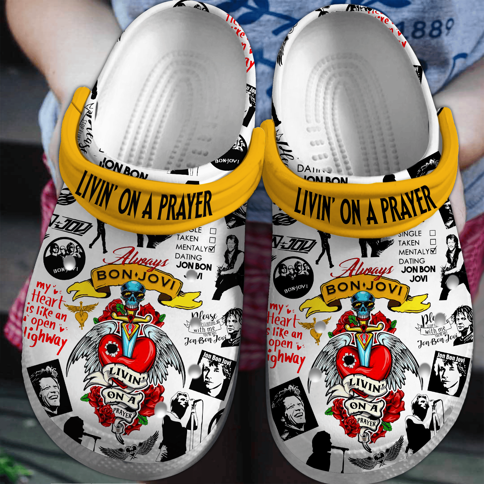 Livin’ on a Prayer Bon Jovi Music Crocs Crocband Clogs Shoes Comfortable For Men Women and Kids