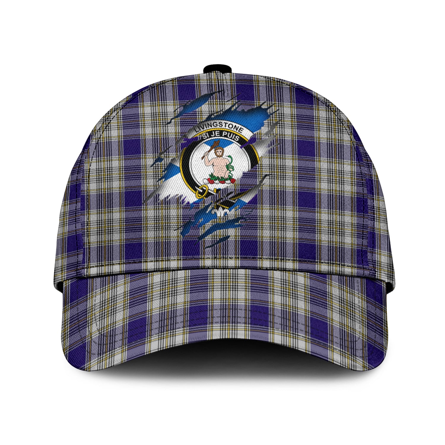 Livingston Dress Tartan Plaid Cap, Family Crest In Me Style Tartan Baseball Cap TS23 Trucker Hats Custom Hats Gifts For Men & Women