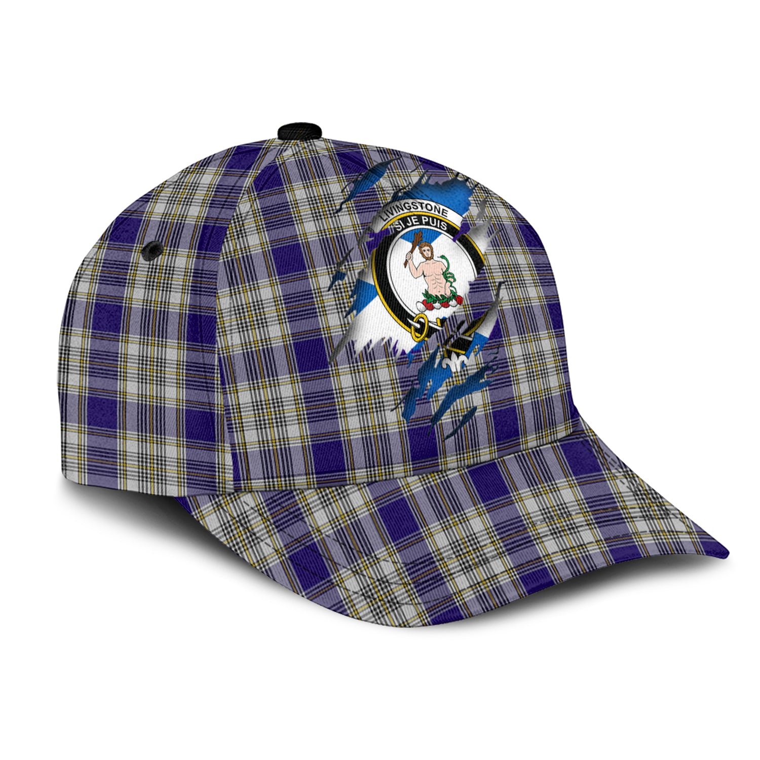 Livingston Dress Tartan Plaid Cap, Family Crest In Me Style Tartan Baseball Cap TS23 Trucker Hats Custom Hats Gifts For Men & Women