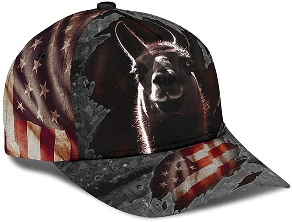 Llama American Flag Metal Simple and Beautiful 3D Printed Unisex Hat Classic Cap Trucker Hats Custom Hats Gifts For Men & Women