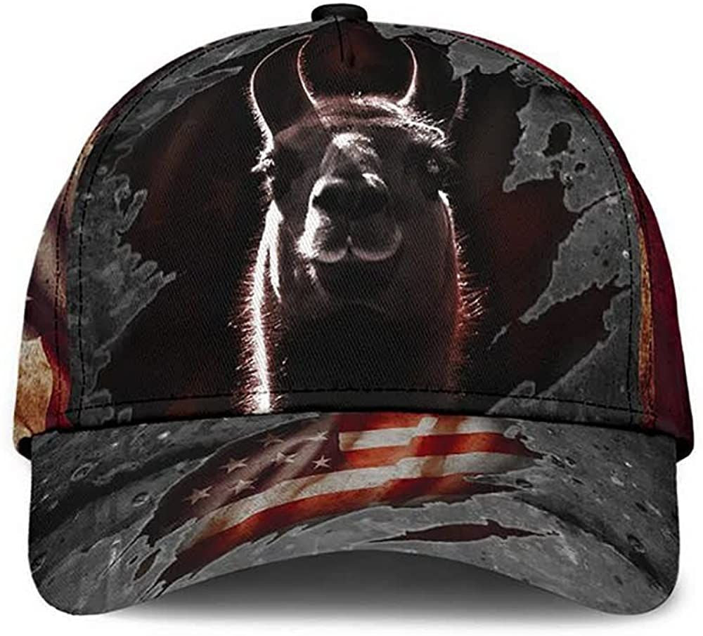 Llama American Flag Metal Simple and Beautiful 3D Printed Unisex Hat Classic Cap Trucker Hats Custom Hats Gifts For Men & Women