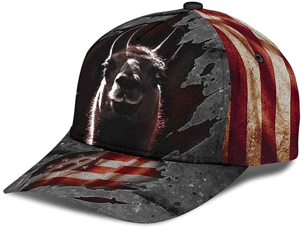 Llama American Flag Metal Simple and Beautiful 3D Printed Unisex Hat Classic Cap Trucker Hats Custom Hats Gifts For Men & Women