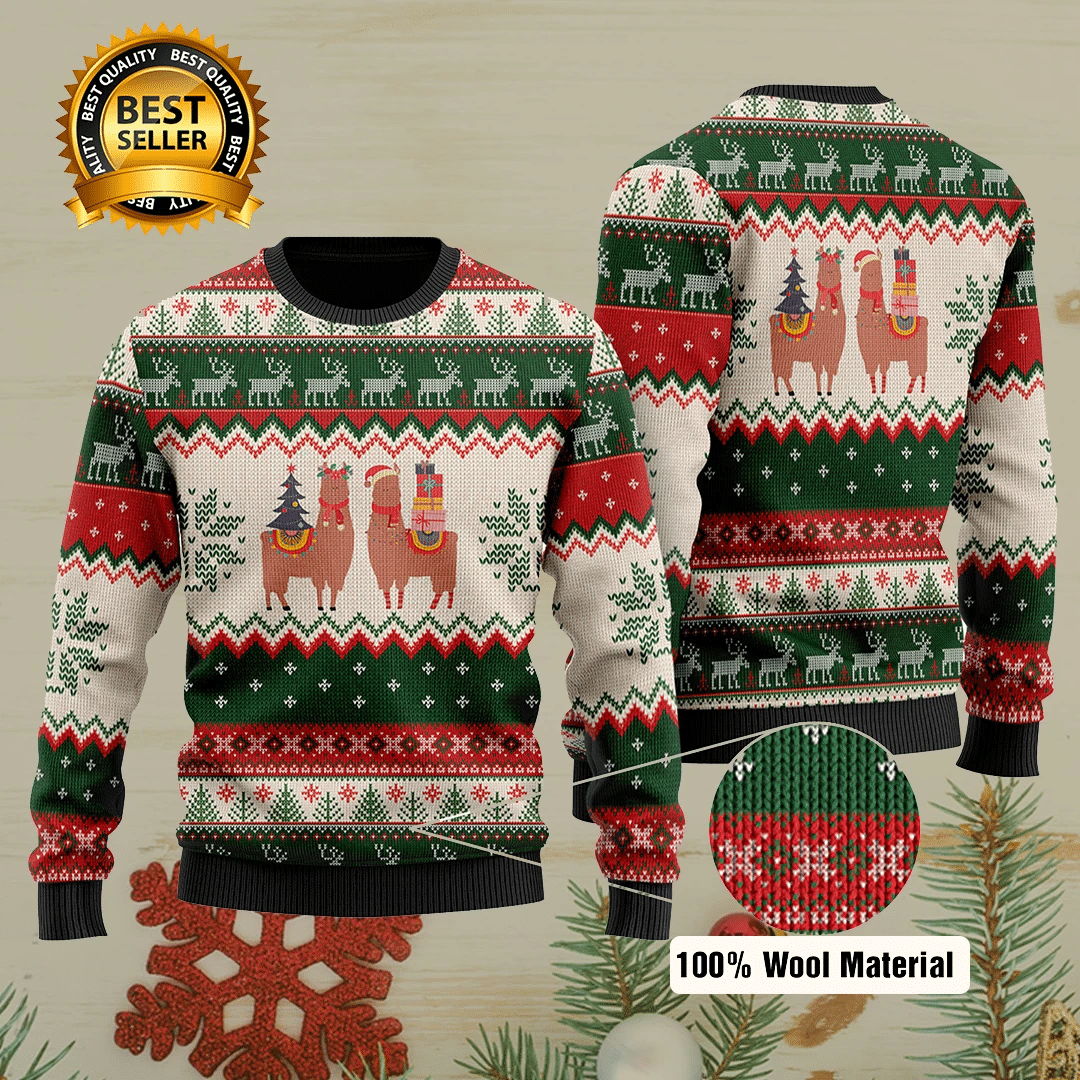 Llama Christmas 3D Printed Ugly Christmas Sweater Adult 3D Funny Matching for family