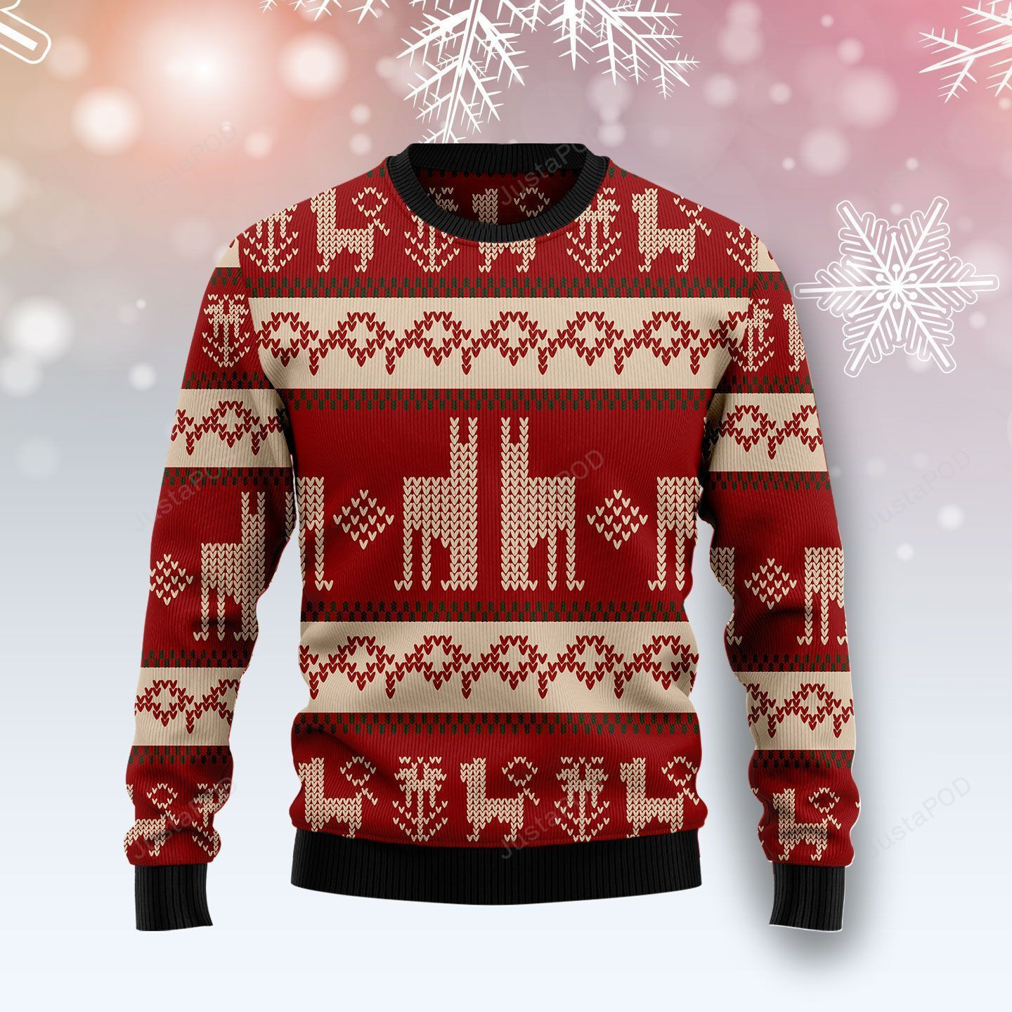 Llama Christmas Pattern Christmas Ugly Christmas Sweater Adult 3D Funny Matching for family