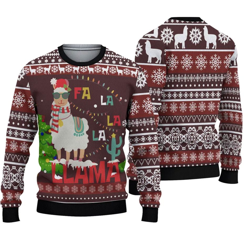 Llama Falalala Christmas 3D Sweater