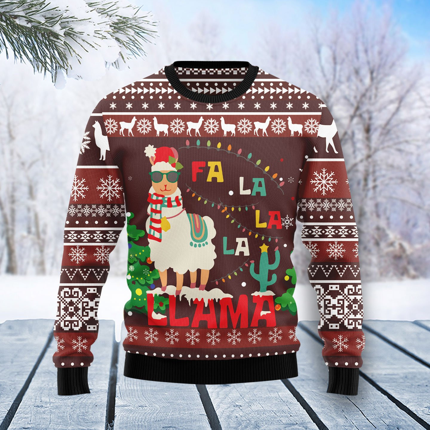 Llama Falalala Christmas Ugly Christmas Sweater Adult 3D Funny Matching for family
