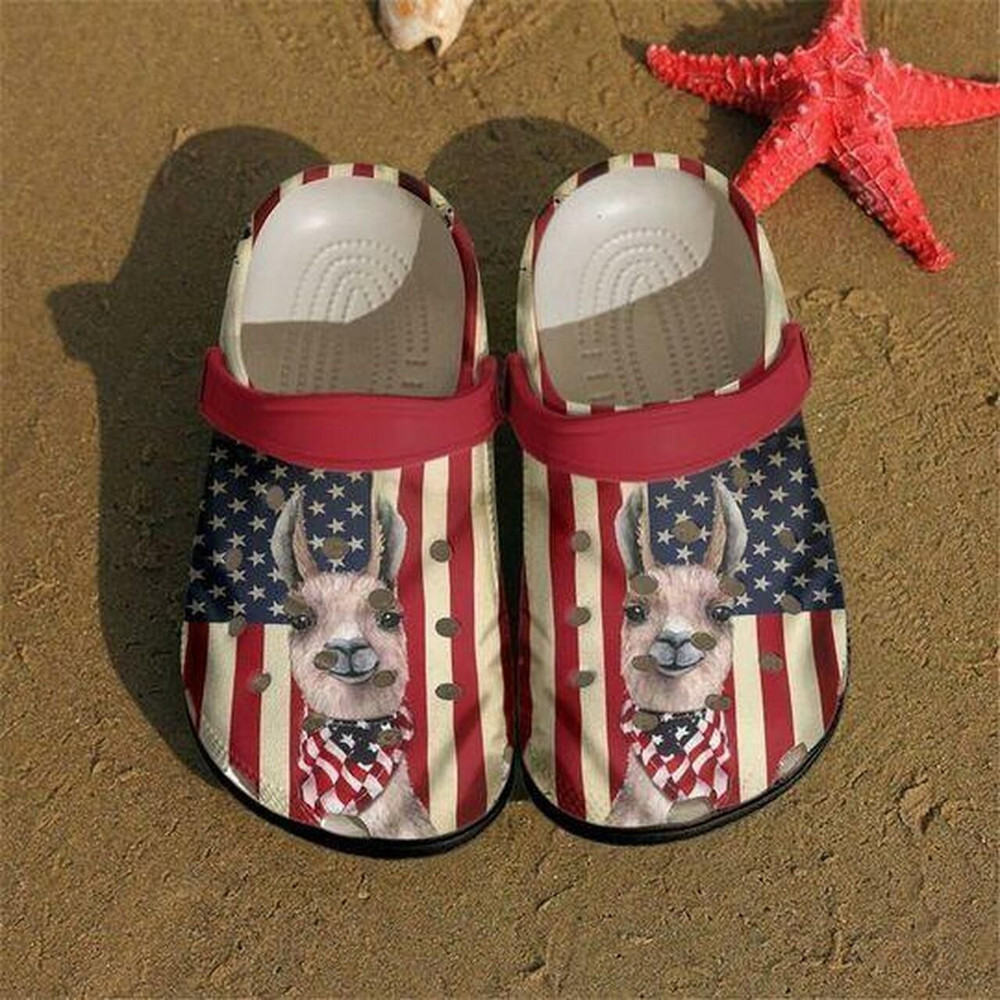 Llama Flag Us Personalized Gift For Lover Rubber clog Shoes Comfy Footwear