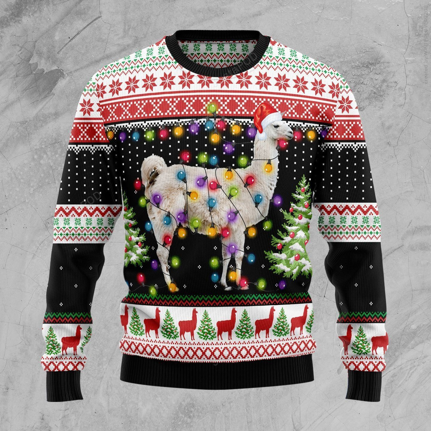 Llama Hit That Ugly Christmas Sweater Adult 3D Funny Matching for family
