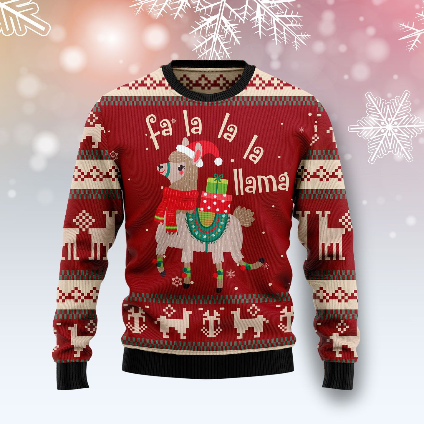 Llama Lalala Ugly Christmas Sweater Adult 3D Funny Matching for family