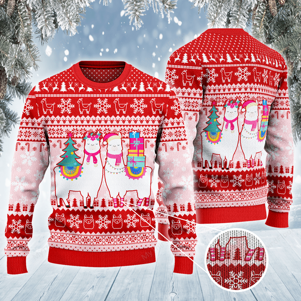 Llama Lovers Christmas Ugly Christmas Sweater Adult 3D Funny Matching for family
