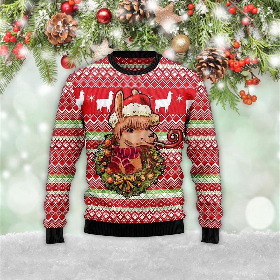 Llama Loves Ugly Christmas 3D Sweater