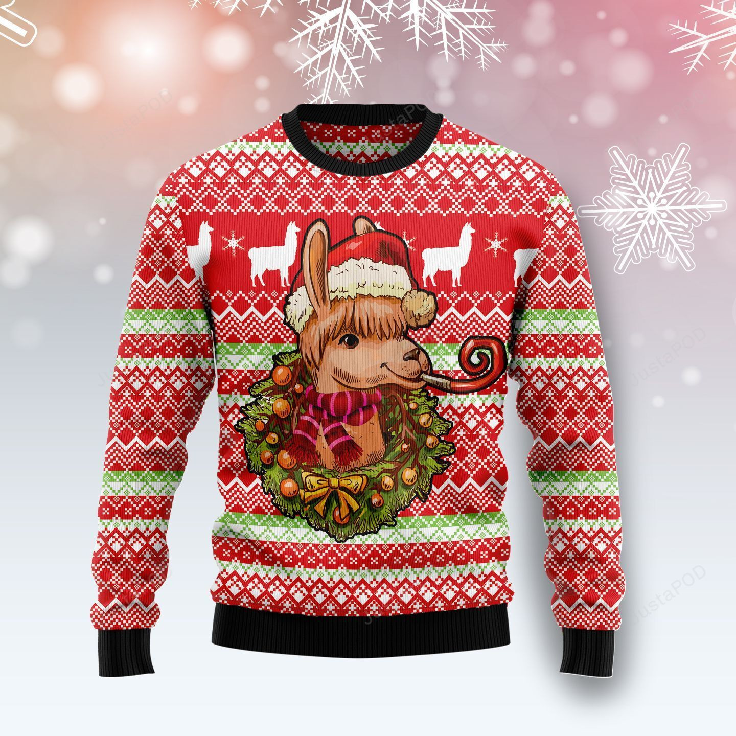 Llama Loves Ugly Christmas Sweater Adult 3D Funny Matching for family