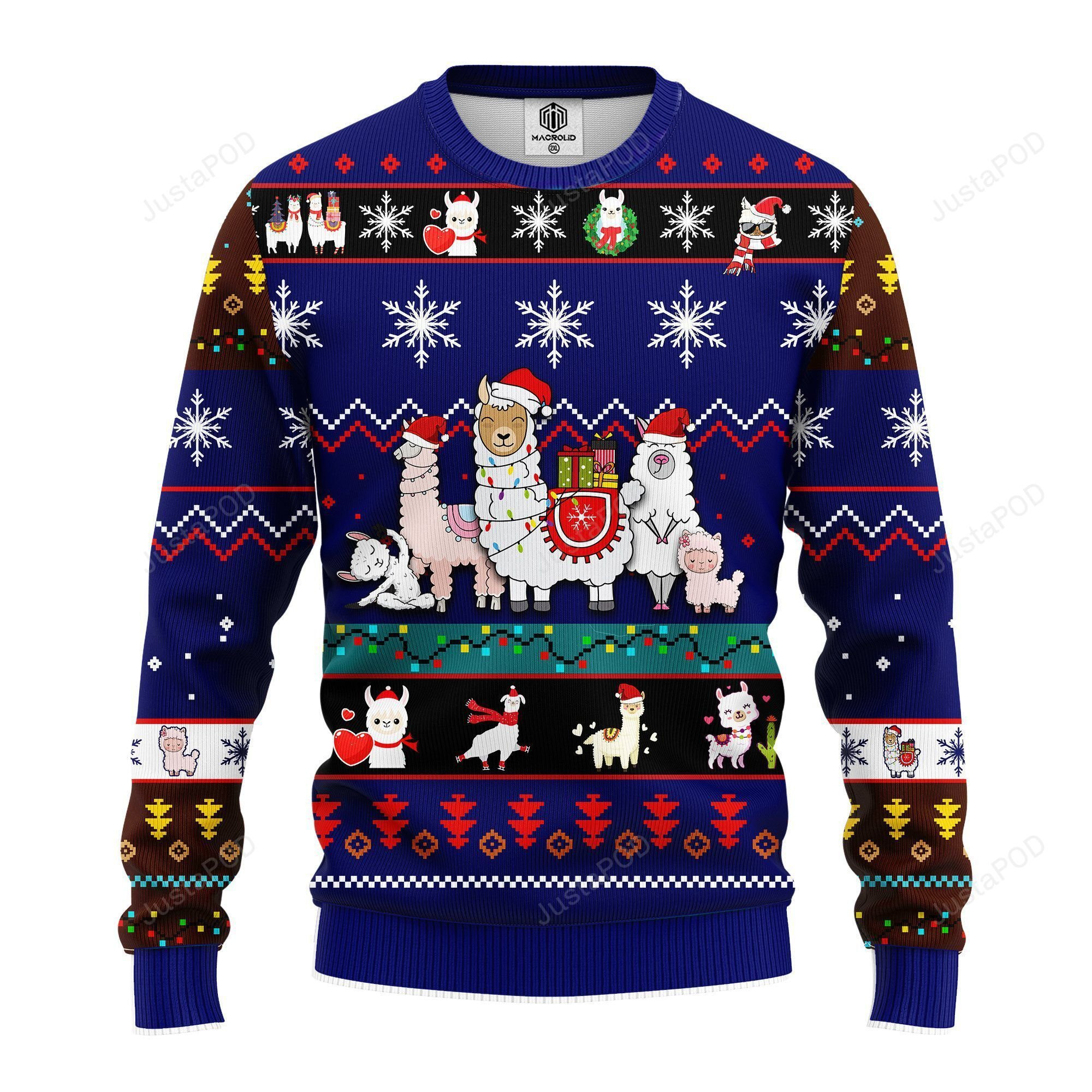Llama Noel Mc Ugly Christmas Blue, Ugly Christmas Sweater Adult 3D Funny Matching for family
