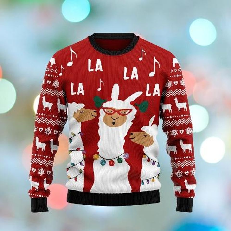 Llama Singing Christmas Ugly Sweater, Funny Animal Christmas Sweater, Cute Xmas Sweatshirt, Llama Lovers Gift - Image 3