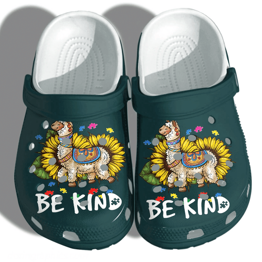 Llama Sunflower Be Kind Gift For Lover Rubber clog Shoes Comfy Footwear