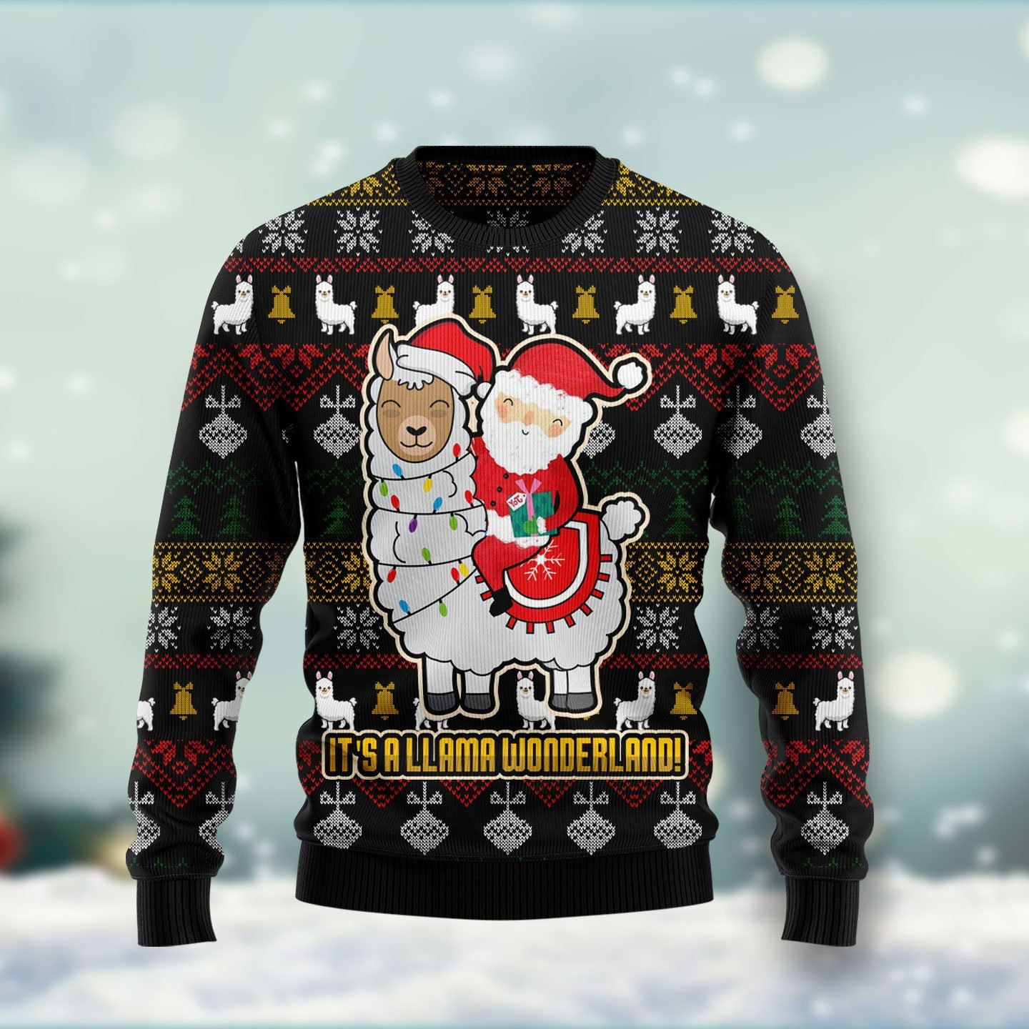 Llama Ugly Christmas Sweater Adult 3D Funny Matching for family