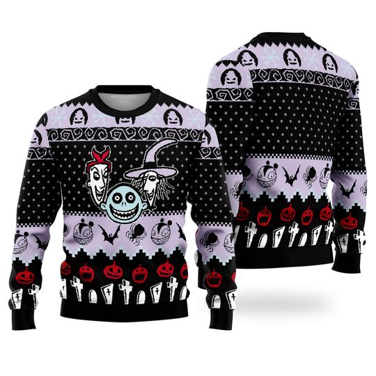 Lock Shock Barrel Nightmare Before Christmas Ugly Sweater, Nightmare Before Christmas - Image 4