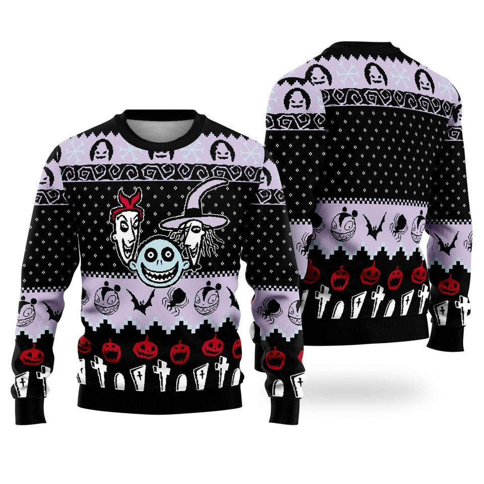 Lock Shock Barrel Nightmare Before Christmas Ugly Sweater, Nightmare Before Christmas - Image 2