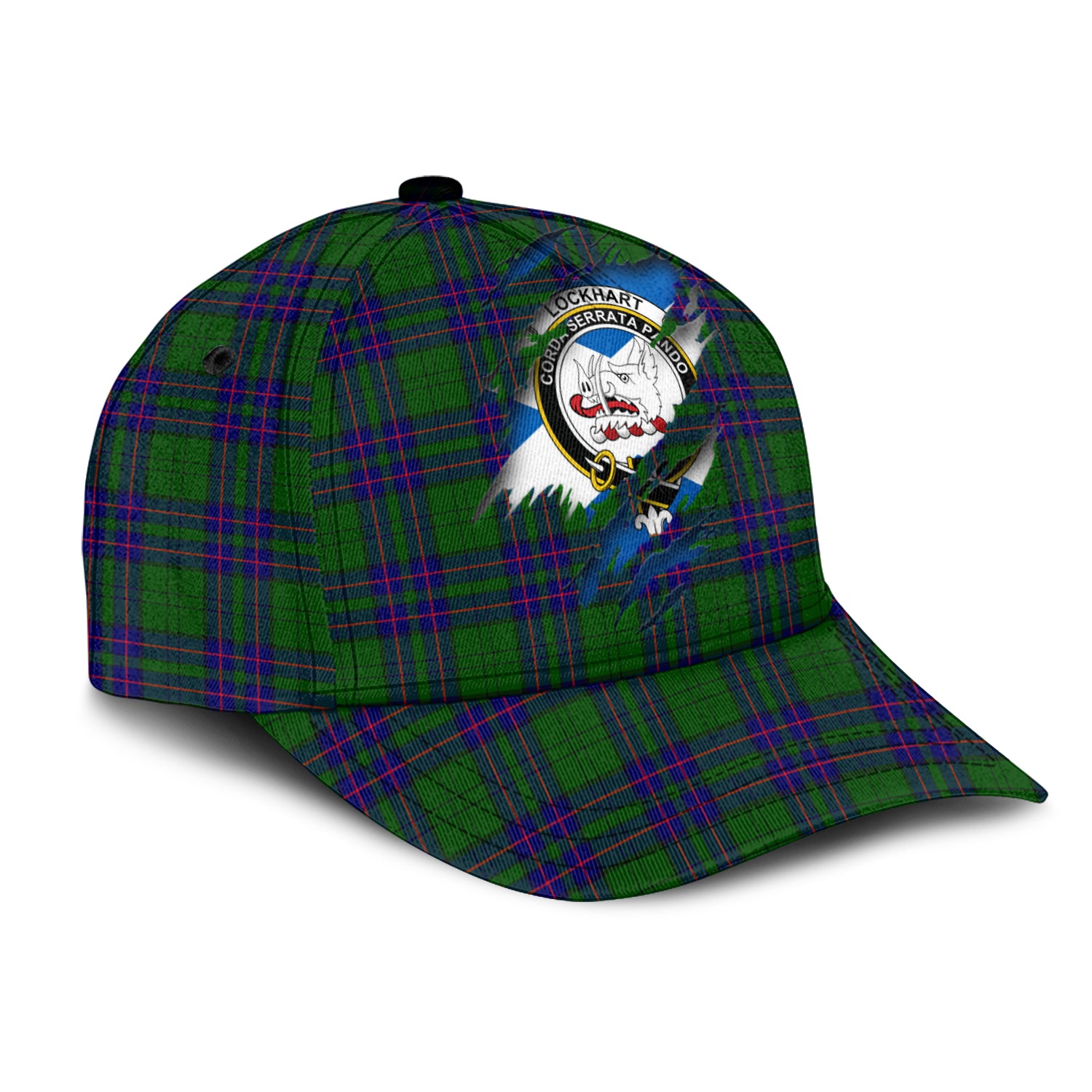 Lockhart Modern Tartan Plaid Cap, Family Crest In Me Style Tartan Baseball Cap TS23 Trucker Hats Custom Hats Gifts For Men & Women