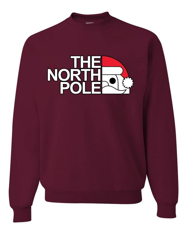 Logo Parody Santa Claus The North Pole Ugly Christmas Sweater