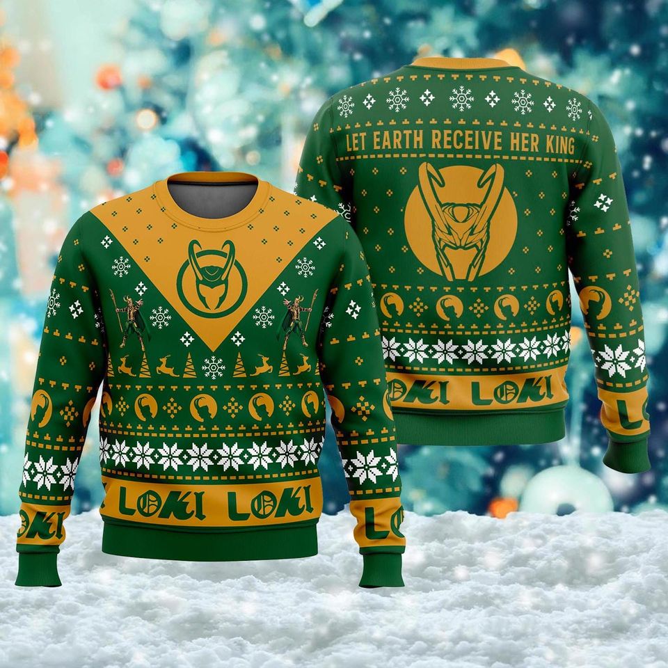 Loki Ugly Christmas Sweater, Super Hero Xmas Sweatshirt