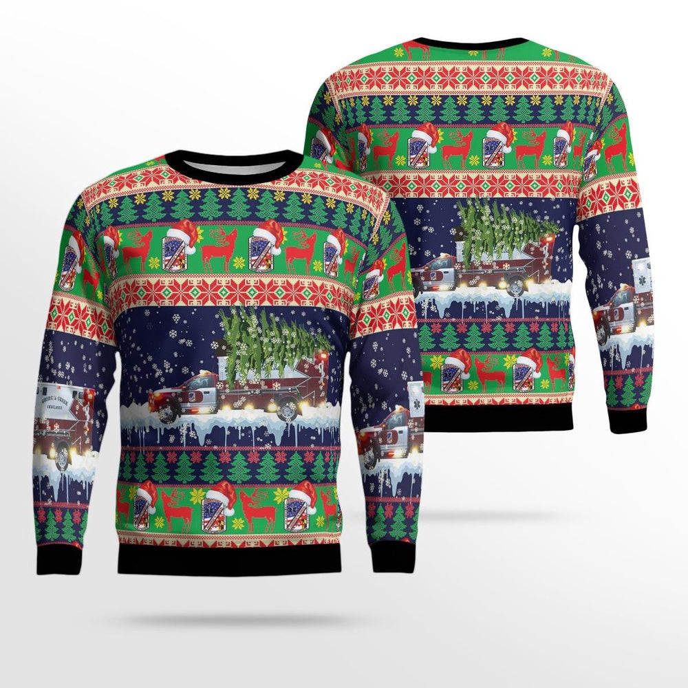 Lonaconing Maryland George's Creek Ambulance Service AOP Ugly Sweater AOP Ugly Sweater Christmas Unisex Sweaters Gift For Christmas