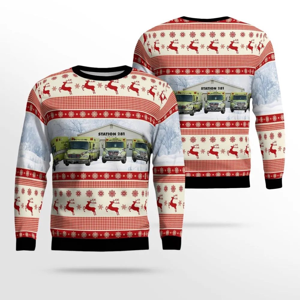 London Ohio Madison County Emergency Medical District AOP Ugly Sweater Christmas Unisex Sweaters Gift For Christmas
